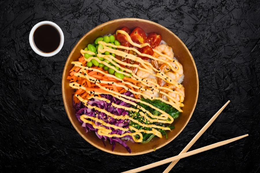 Poke bowl with shrimp